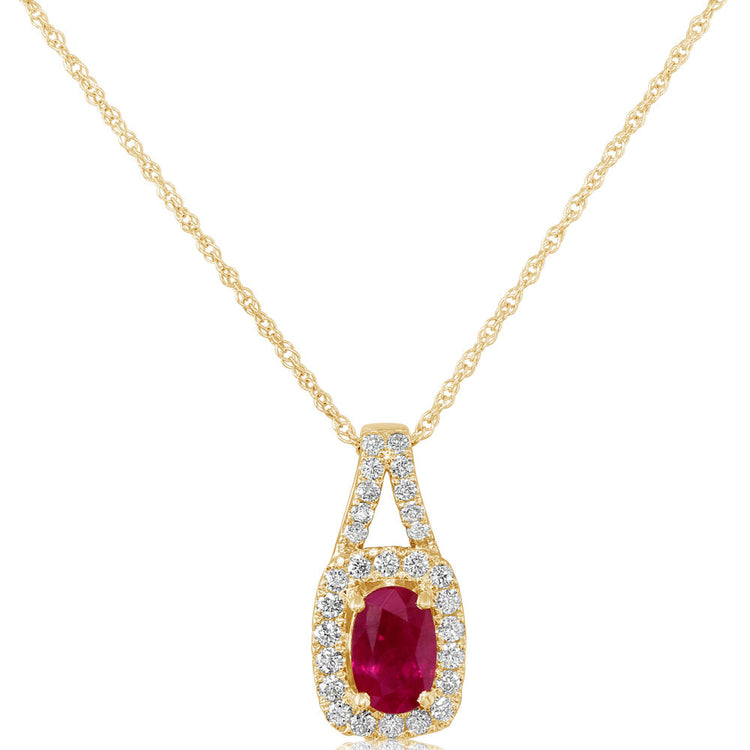 14K Yellow Gold Ruby/Diamond Pendant