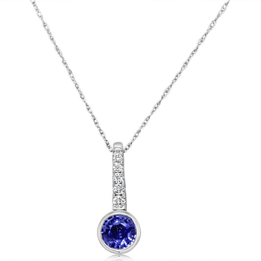 14K White Gold Sapphire/Diamond Pendant