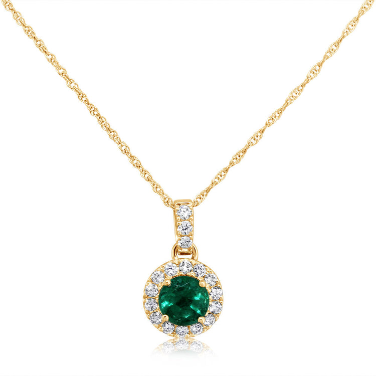 14K Yellow Gold Emerald/Diamond Pendant