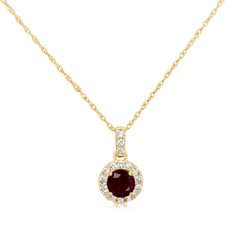 14K Yellow Gold Ruby/Diamond Pendant