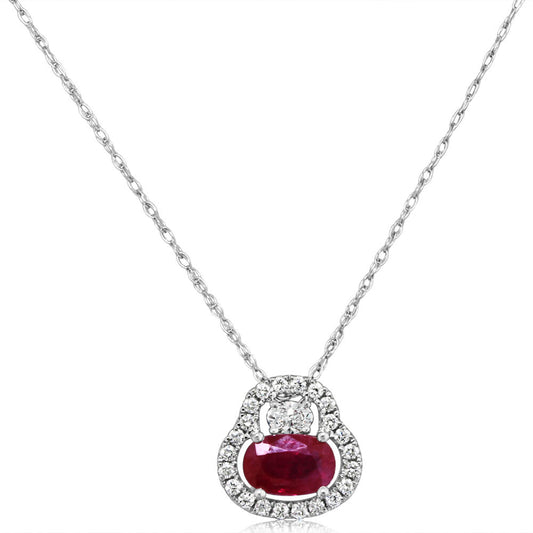 14K White Gold Ruby/Diamond Pendant