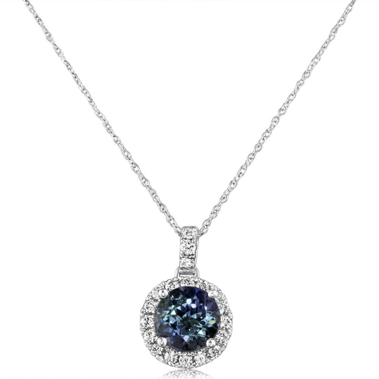 14K White Gold Peacock Tanzanite/Diamond Pendant