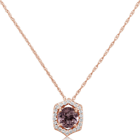 14K Rose Gold Lotus Garnet/Diamond Pendant