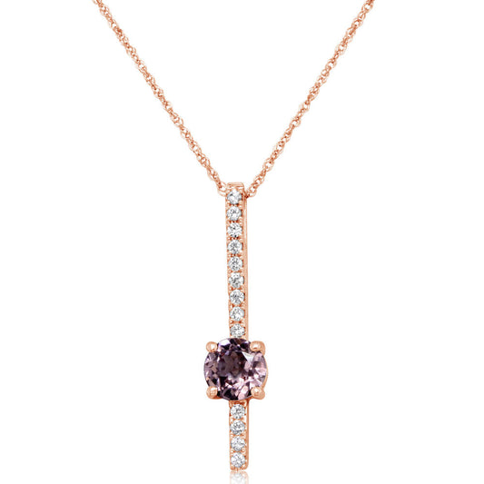 14K Rose Gold Lotus Garnet/Diamond Pendant