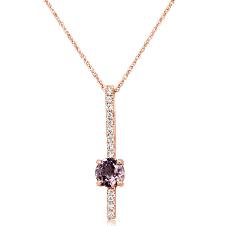 14K Rose Gold Lotus Garnet/Diamond Pendant