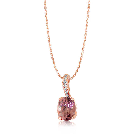 14K Rose Gold Lotus Garnet/Diamond Pendant