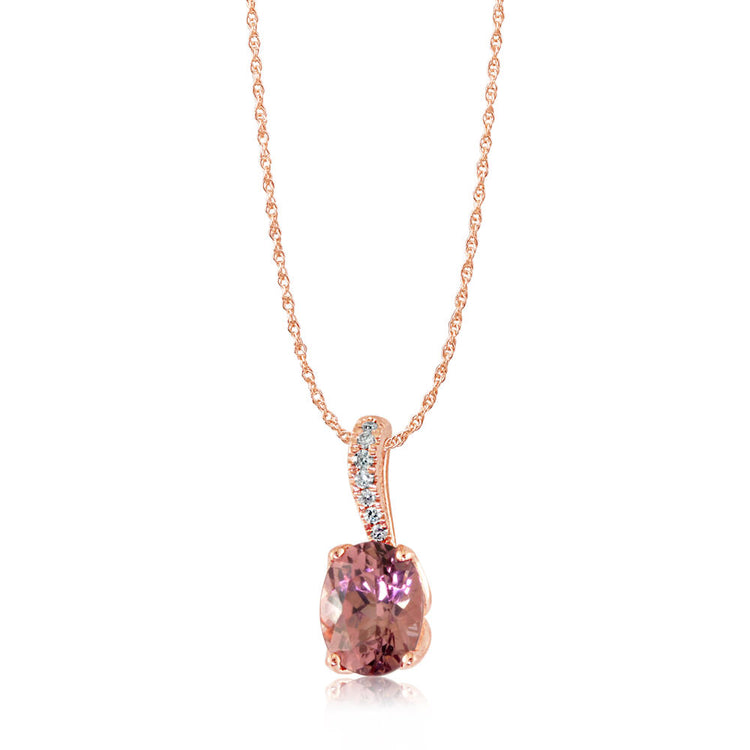 14K Rose Gold Lotus Garnet/Diamond Pendant