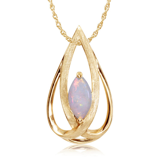 14K Yellow Gold Australian Opal Pendant