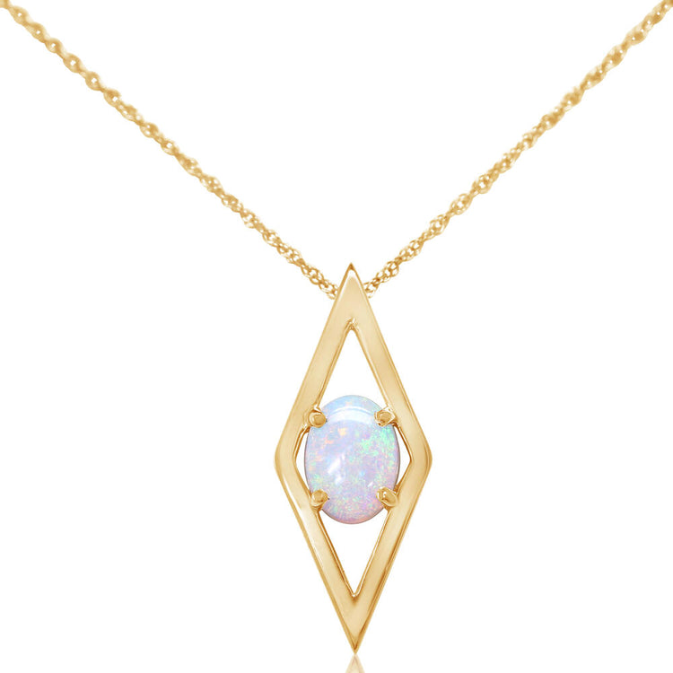 14K White Gold Australian Opal Pendant