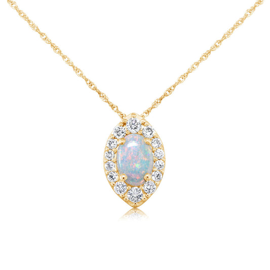 14K Yellow Gold Australian Opal/Diamond Pendant