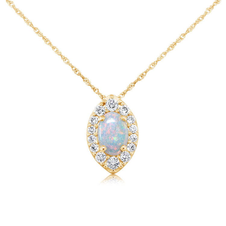 14K Yellow Gold Australian Opal/Diamond Pendant