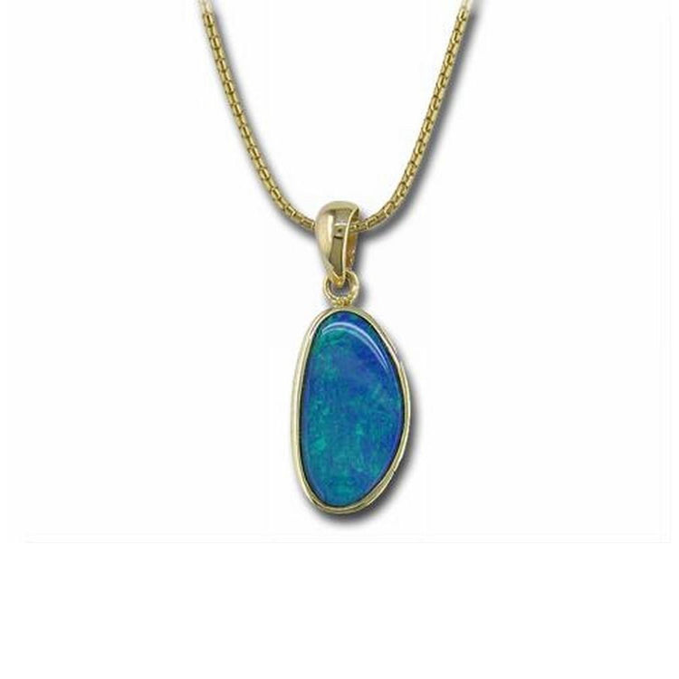 14K Yellow Gold Australian Opal Doublet Pendant