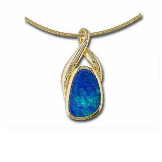 14K White Gold Australian Opal Doublet Crossover Bail Pendant