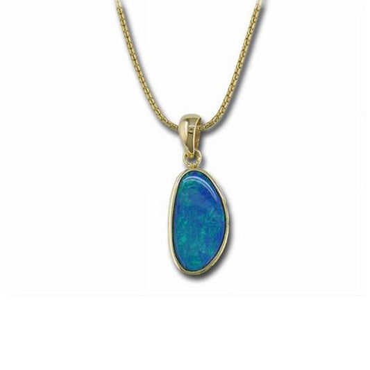 14K Yellow Gold Australian Opal Doublet Pendant