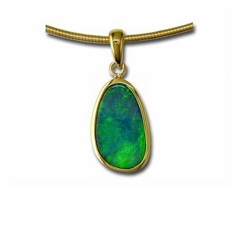 14K Yellow Gold Australian Opal Doublet Pendant