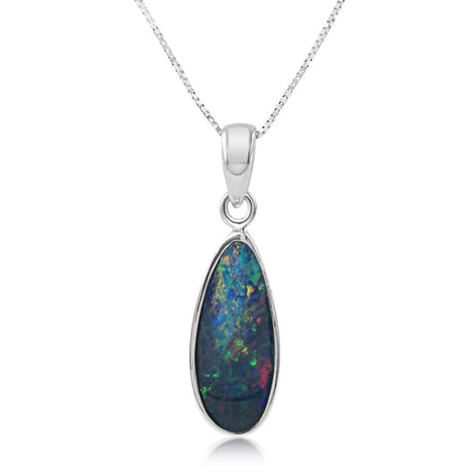 Sterling Silver Australian Opal Doublet Pendant