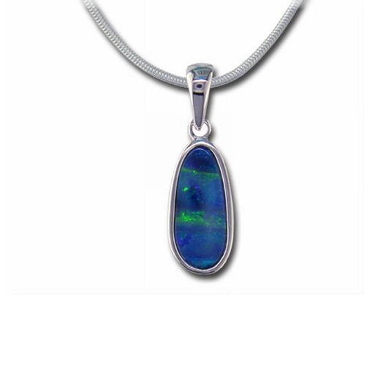 14K White Gold Australian Opal Doublet Pendant