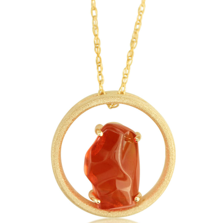 14K Yellow Gold Mexican Fire Opal Pendant