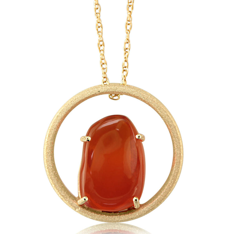 14K Yellow Gold Mexican Fire Opal Pendant