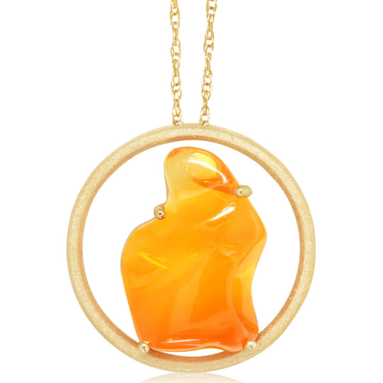 14K Yellow Gold Mexican Fire Opal Pendant