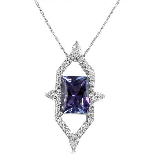 14K White Gold Peacock Tanzanite/Diamond Pendant