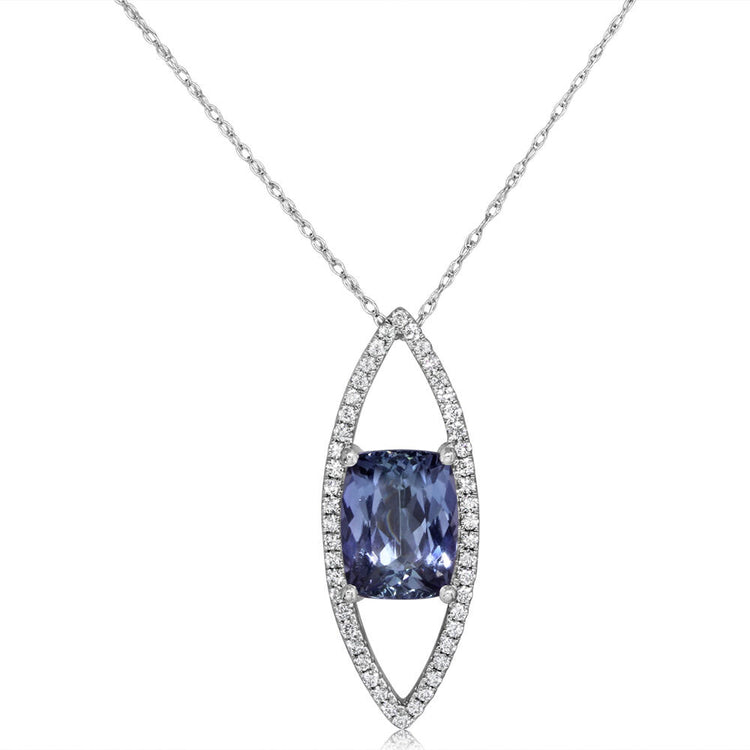 14K White Gold Peacock Tanzanite/Diamond Pendant