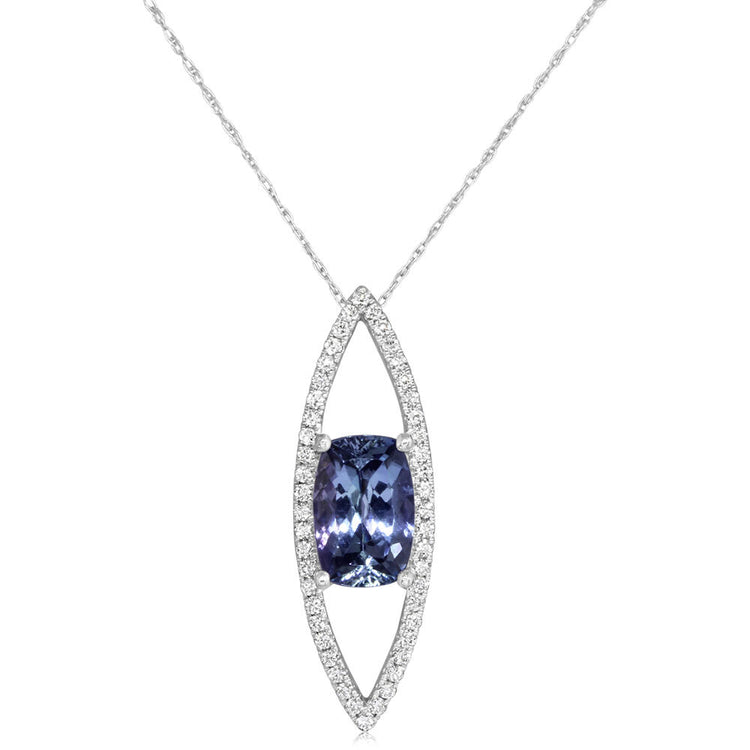 14K White Gold Peacock Tanzanite/Diamond Pendant