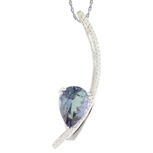 18K White Gold Peacock Tanzanite/Diamond Pendant