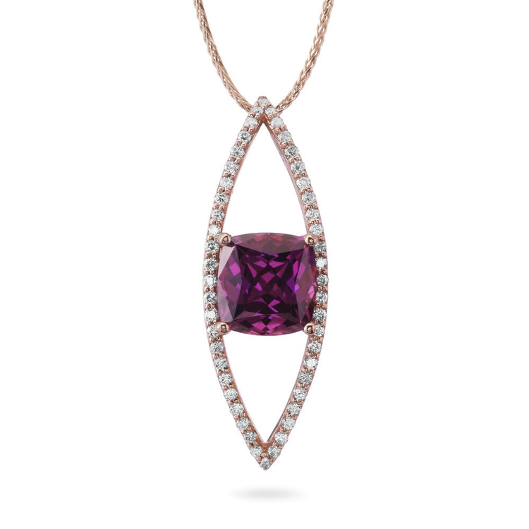 14K Rose Gold Purple Garnet/Diamond Pendant