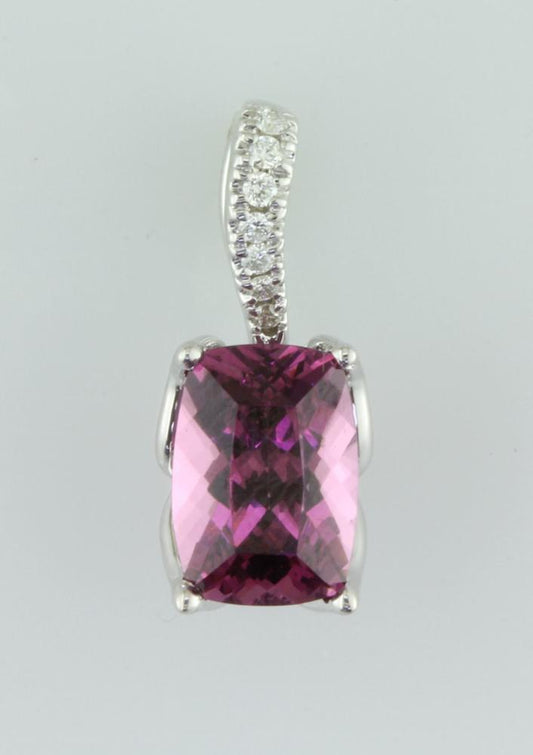 14K White Gold Purple Garnet/Diamond Pendant