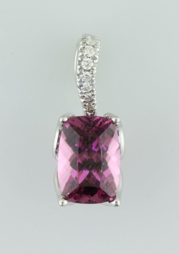 14K White Gold Purple Garnet/Diamond Pendant