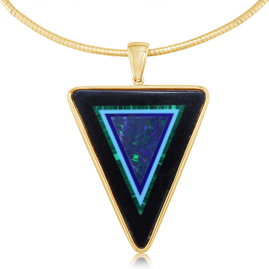 14K Yellow Gold Intarsia Pendant