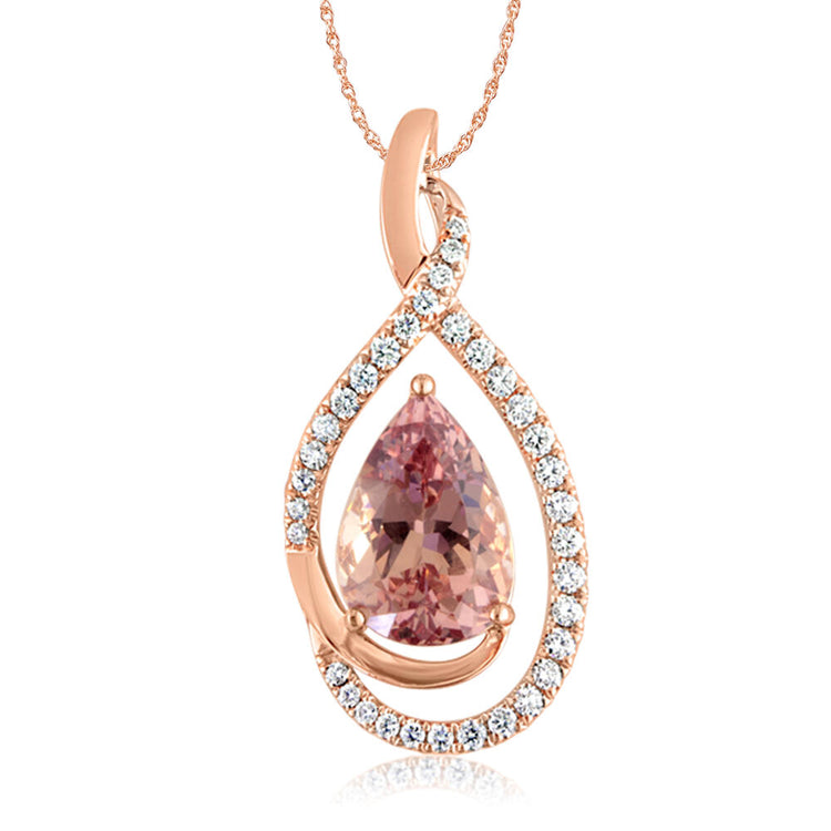 14K Rose Gold Lotus Garnet/Diamond Pendant