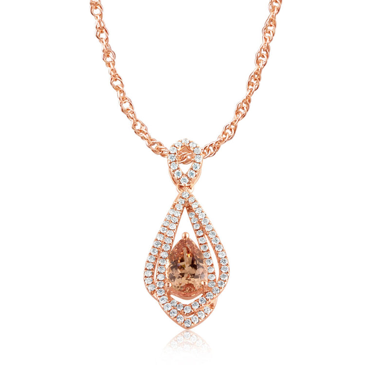 14K Rose Gold Lotus Garnet/Diamond Pendant