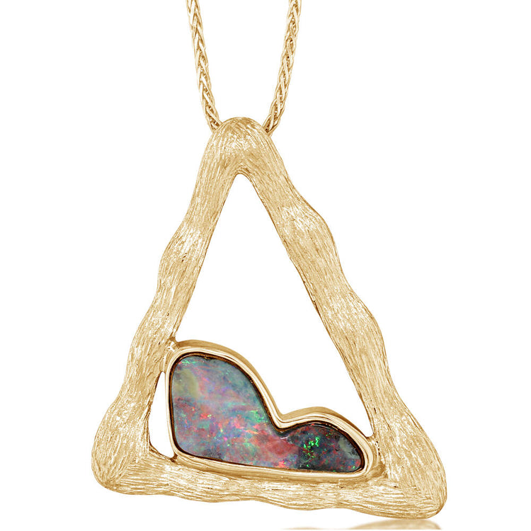 14K Yellow Gold Australian Boulder Opal Pendant