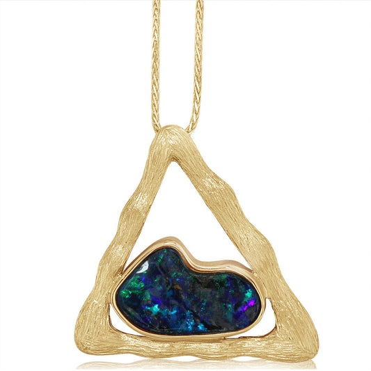 14K Yellow Gold Australian Boulder Opal Pendant