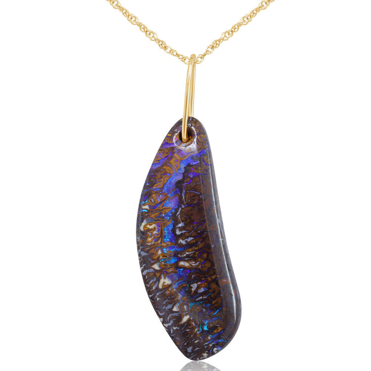 14K Yellow Gold Australian Boulder Opal Pendant