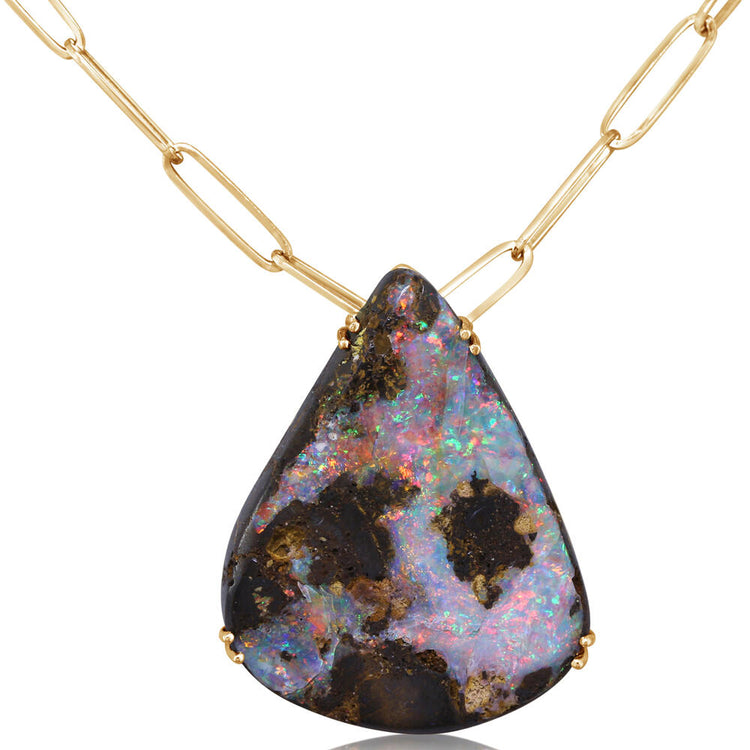 14K Yellow Gold Australian Boulder Opal Pendant