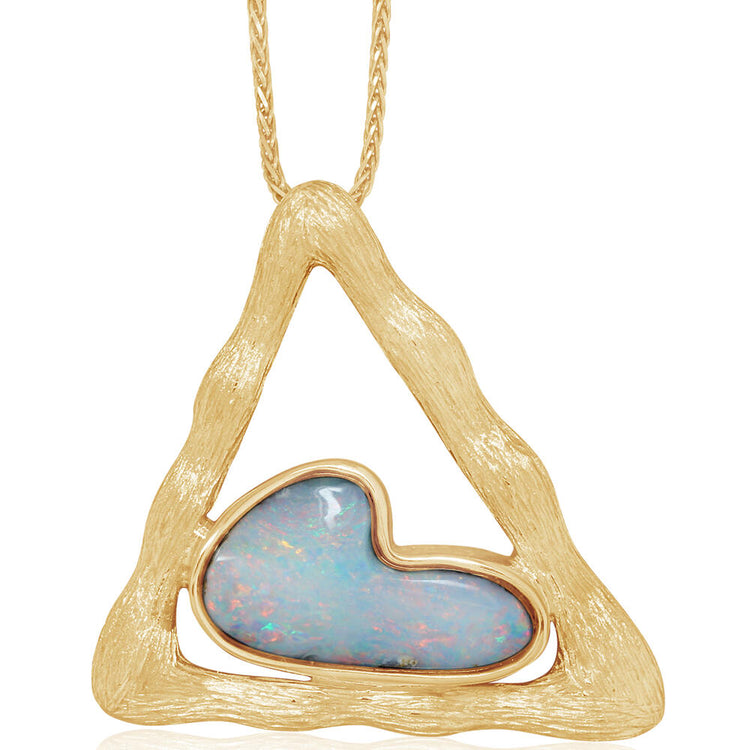 14K Yellow Gold Australian Boulder Opal Pendant