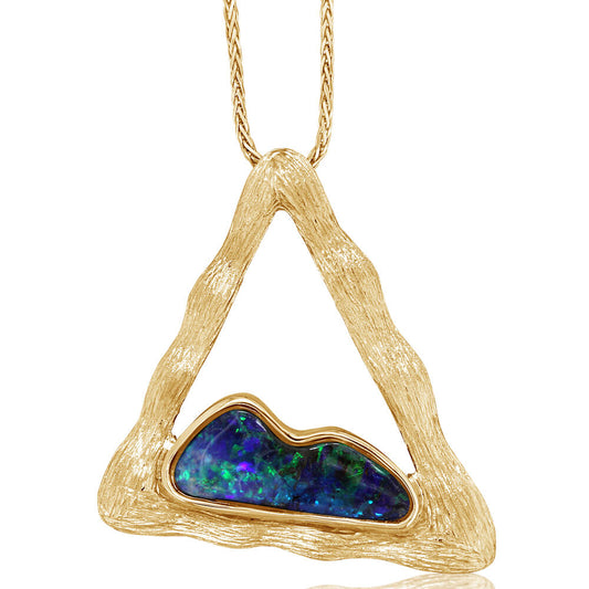 14K Yellow Gold Australian Boulder Opal Pendant