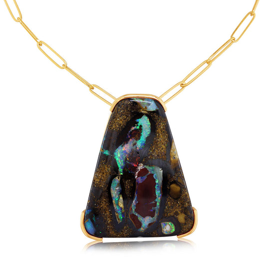 14K Yellow Gold Australian Boulder Opal Pendant