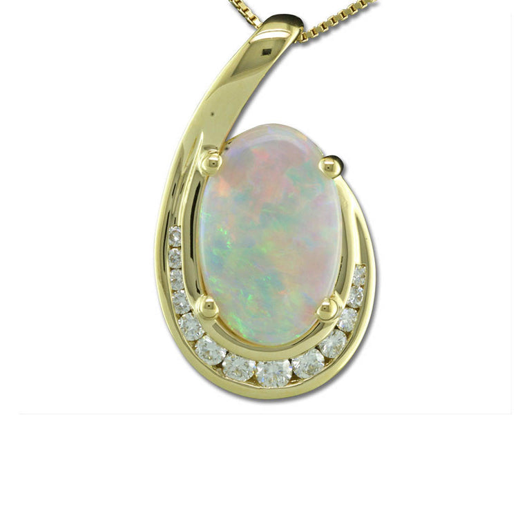 18K Yellow Gold Australian Freesize Opal/Diamond Pendant