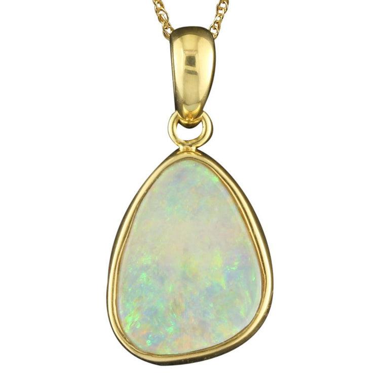 14K White Gold Australian Opal Pendant