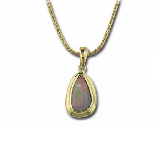 14K Yellow Gold Small Opal Wide Bezel Pendant