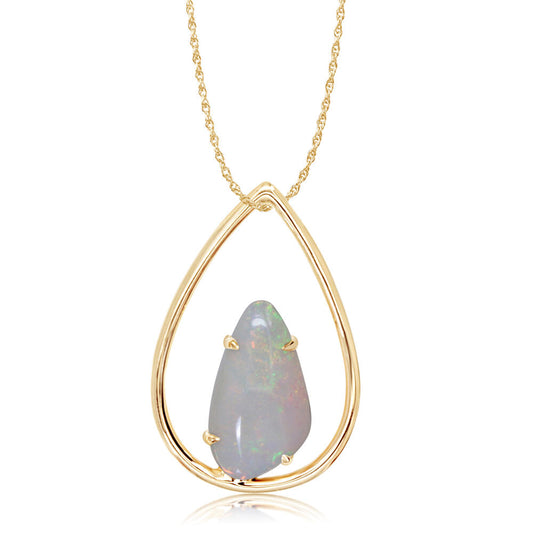 14K Yellow Gold Australian Opal Pendant