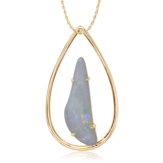 14K Yellow Gold Australian Opal Pendant