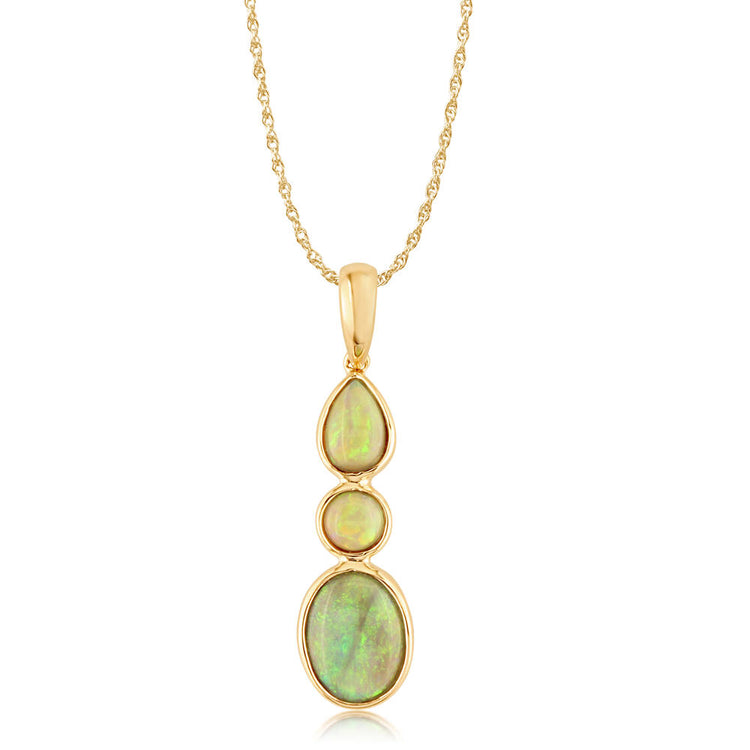 14K Yellow Gold Australian Opal Pendant