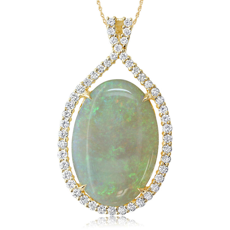 18K Yellow Gold Australian Opal/Diamond Pendant