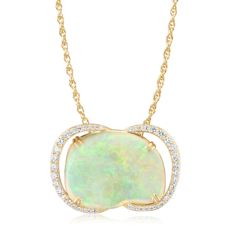 18K Yellow Gold Australian Opal/Diamond Pendant