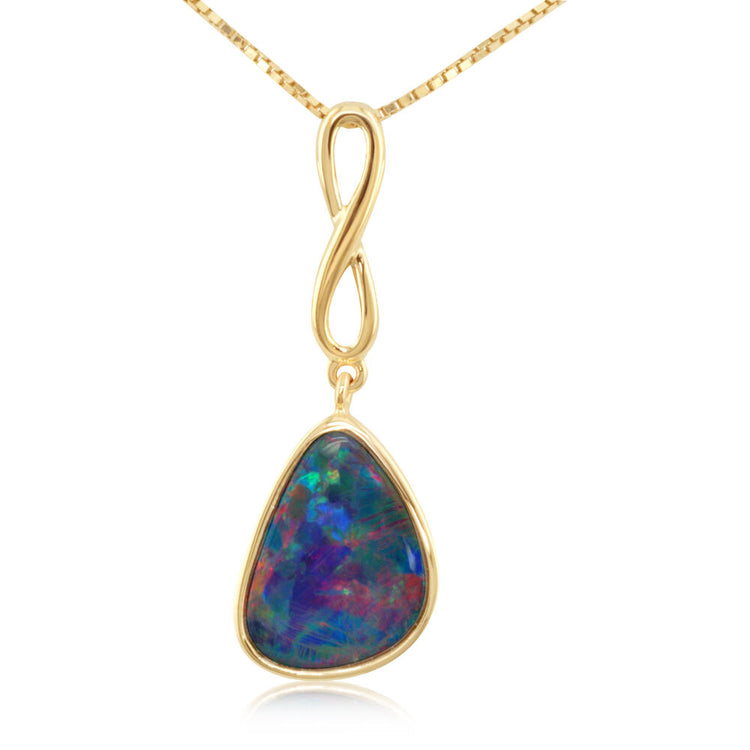 14K White Gold Australian Opal Doublet Pendant